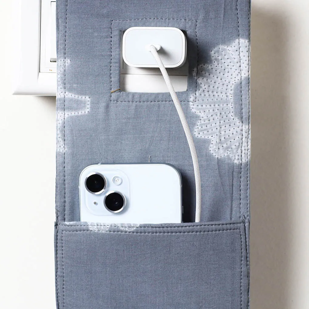 Grey - Shibori Tie-Dye Cotton Mobile Charging Holder