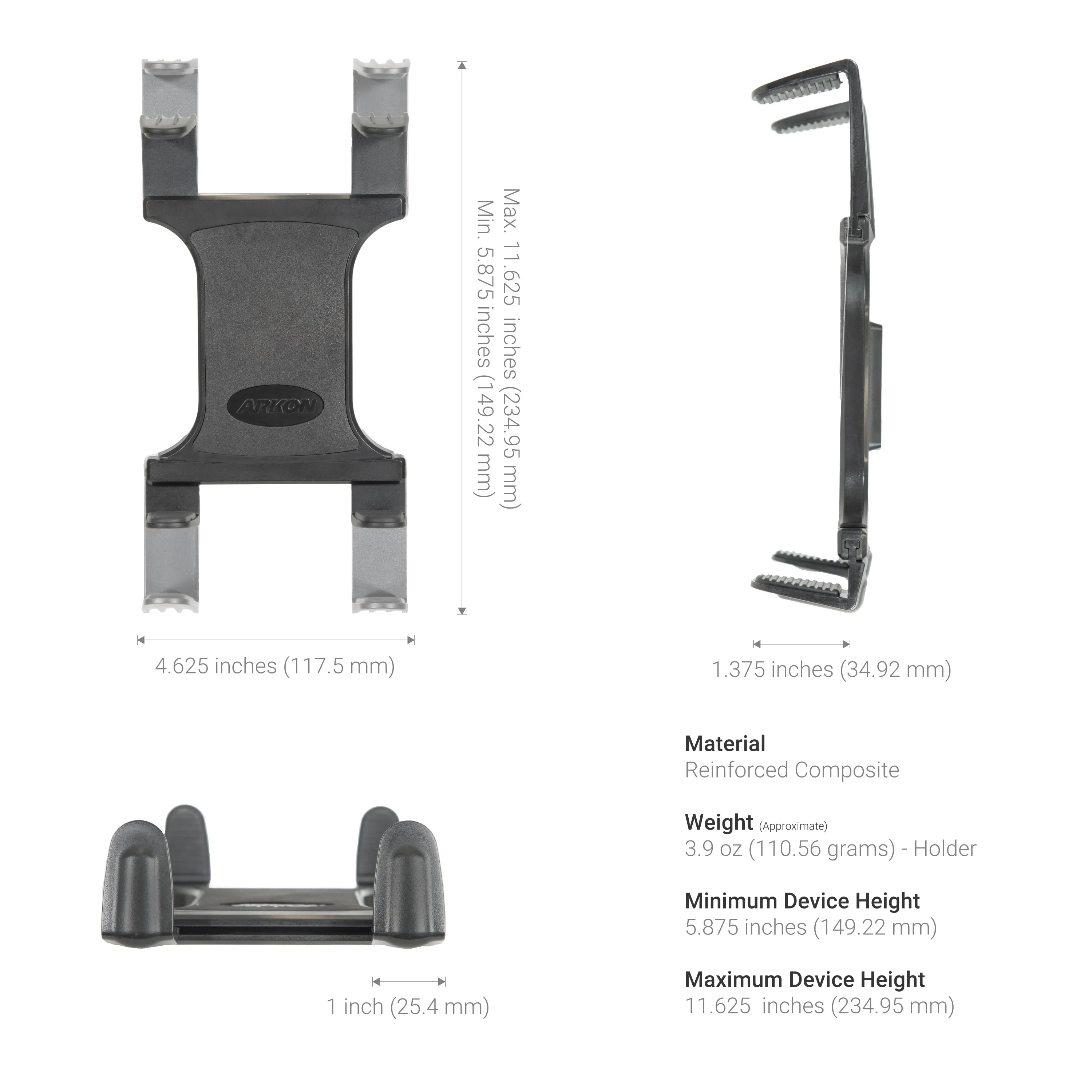 Handlebar Slim-Grip® Tablet Strap Mount for iPad, Note, and more