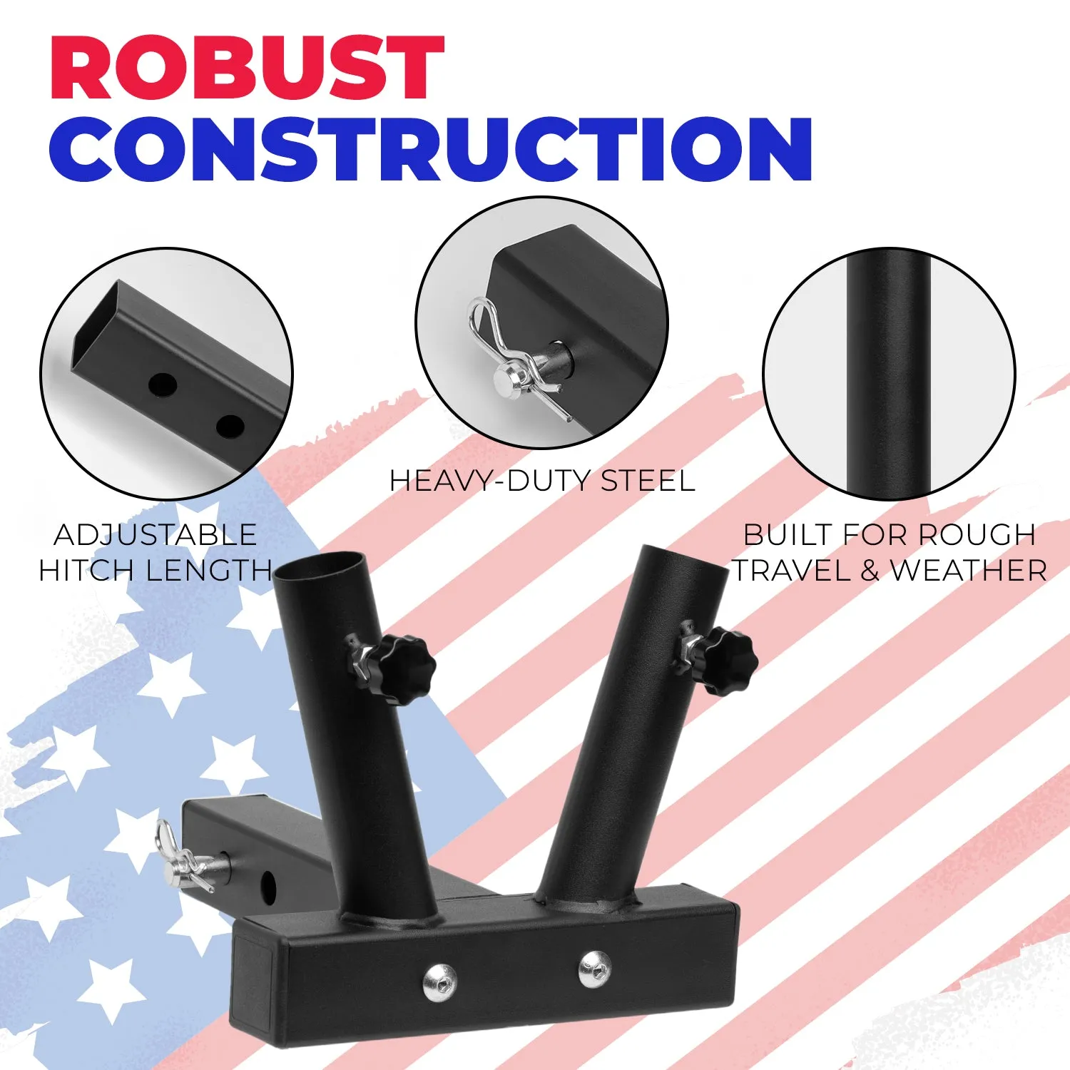 Hitch Mount Flag Pole Holder Bracket For 2'' Trailer Truck Receivers Travel