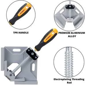 Homdum 90° Corner Clamp Single Hand Quick Release Button 90 Degree clamping tool For Welding Wood Working & Photo Framing Right Angle double clamp