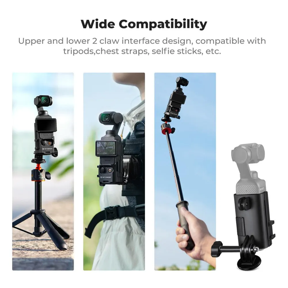 K&F Concept DJI OSMO POCKET 3 Expansion Mounting Frame with Cold Shoe Mount & 1/4"-20 Mount Adapter for Tripods, Selfie Sticks, and Camera Accessories