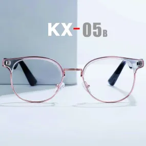 KX05B Smart Eye Wear AI Glasses with Bluetooth Hands-Free Calling Music Audio Play Anti-blue Light Lens with Full Silve Frame