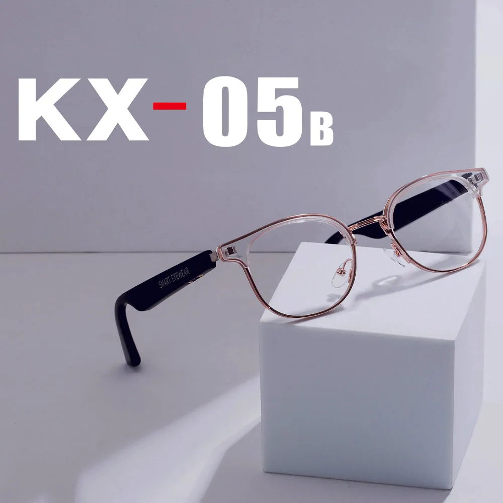 KX05B Smart Eye Wear AI Glasses with Bluetooth Hands-Free Calling Music Audio Play Anti-blue Light Lens with Full Silve Frame