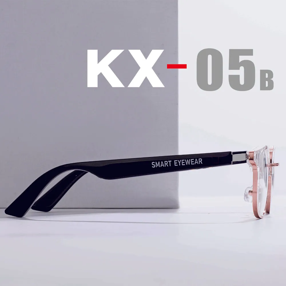 KX05B Smart Eye Wear AI Glasses with Bluetooth Hands-Free Calling Music Audio Play Anti-blue Light Lens with Full Silve Frame