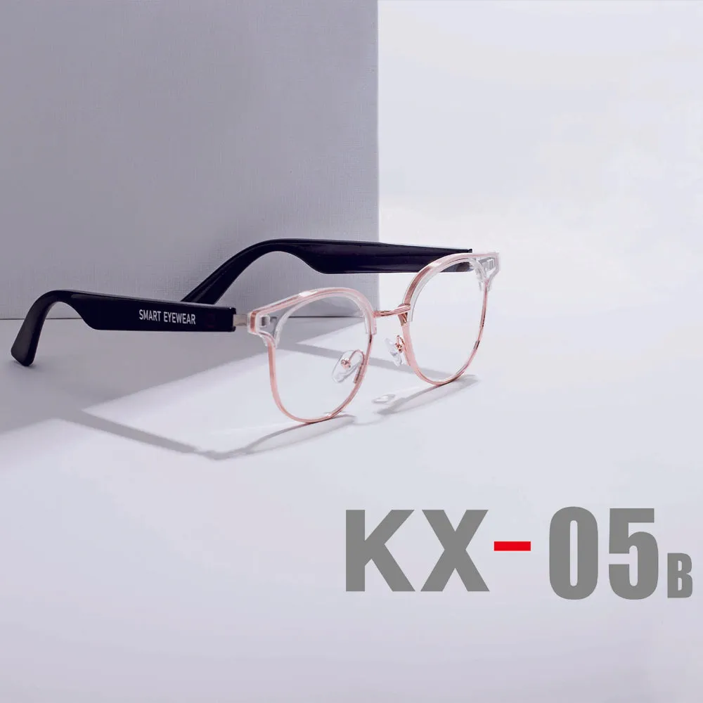 KX05B Smart Eye Wear AI Glasses with Bluetooth Hands-Free Calling Music Audio Play Anti-blue Light Lens with Full Silve Frame