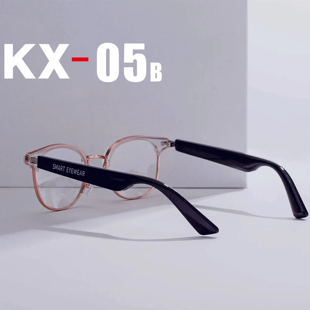 KX05B Smart Eye Wear AI Glasses with Bluetooth Hands-Free Calling Music Audio Play Anti-blue Light Lens with Full Silve Frame