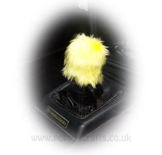 Large 7 Piece Yellow fluffy car accessories set faux fur