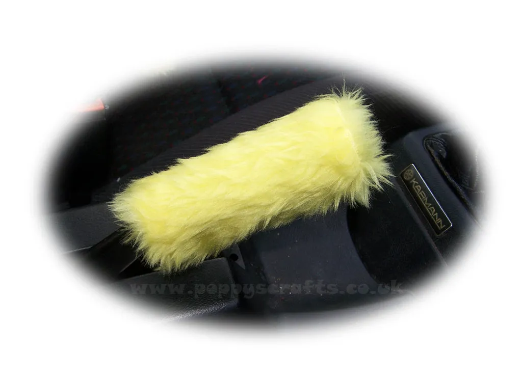 Large 7 Piece Yellow fluffy car accessories set faux fur