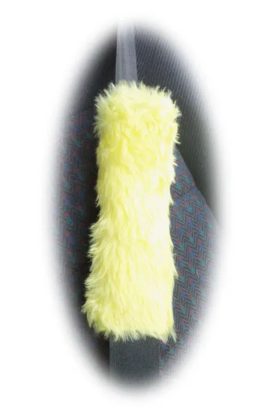 Large 7 Piece Yellow fluffy car accessories set faux fur