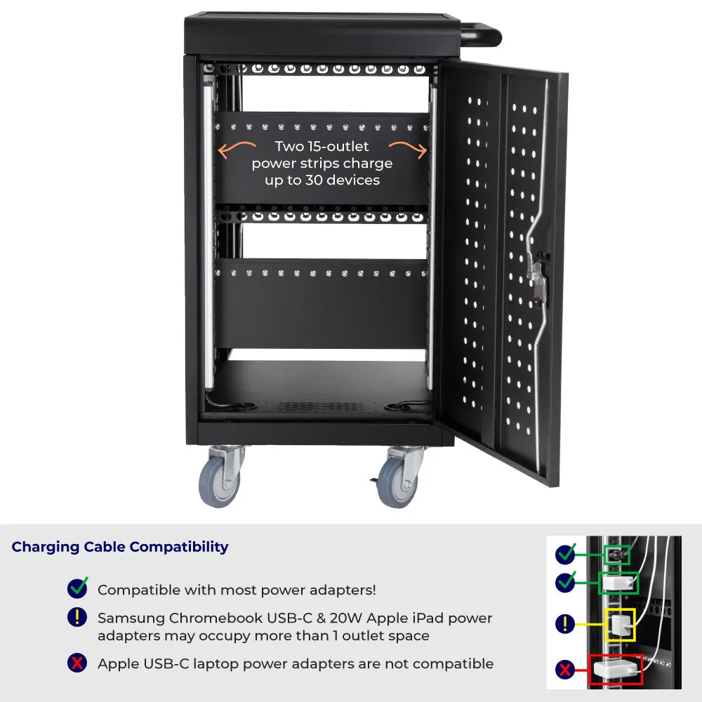 Line Leader Mobile Charging Cart – Holds 30 Devices