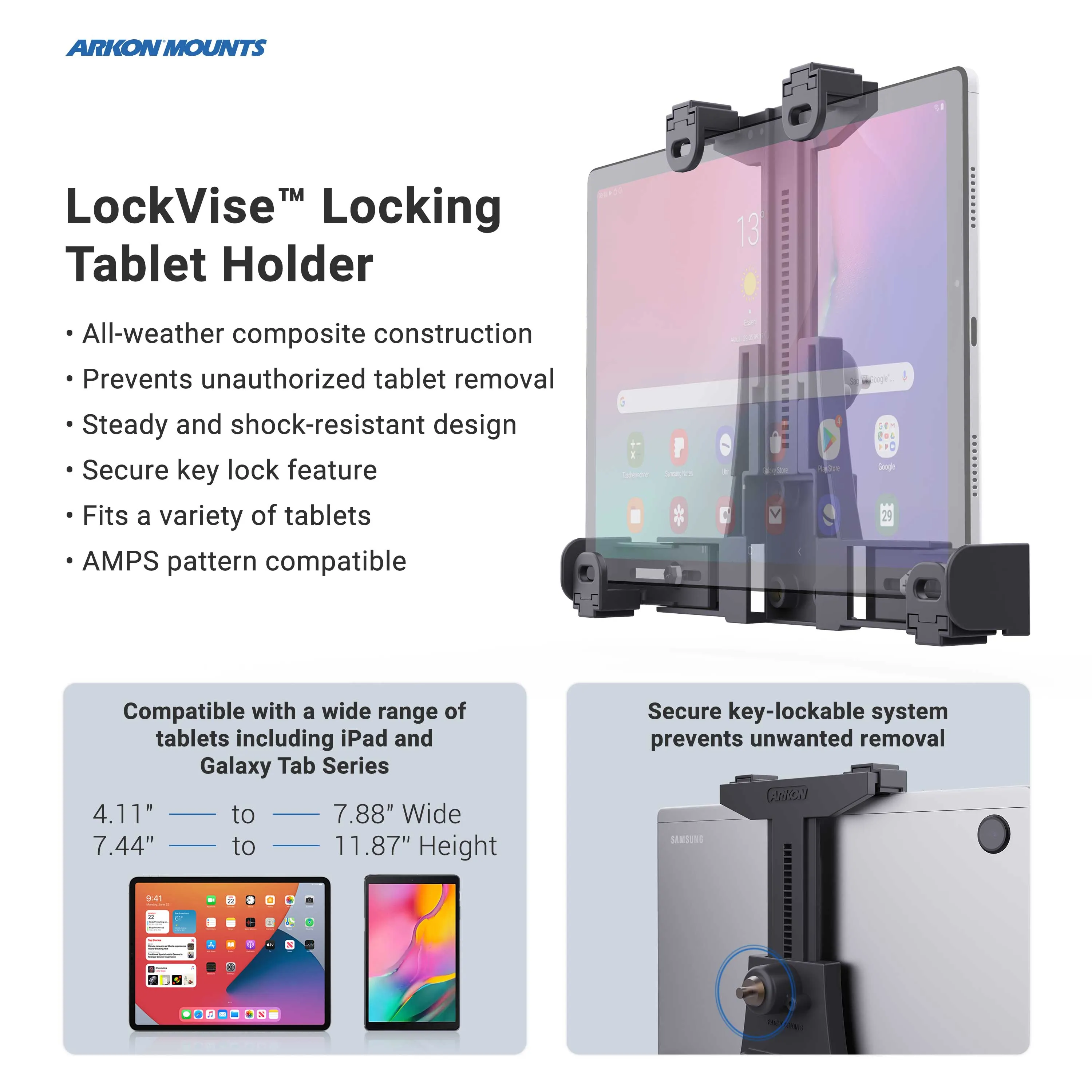 LockVise™ Locking Car Headrest Tablet Mount