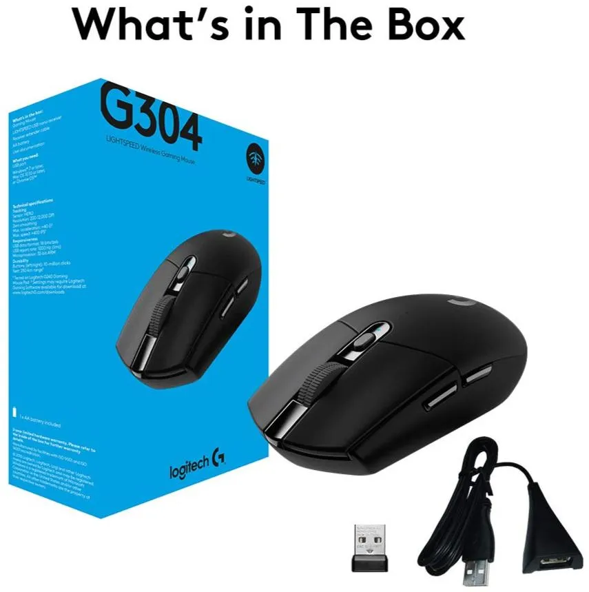 Logitech G304 Lightspeed Wireless Gaming Mouse 無線遊戲滑鼠 - Black 黑色 910-005284 原裝行貨