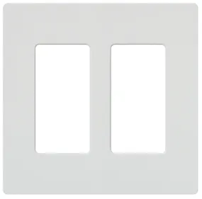 Lutron CW-2-WH Wallplate, 4.69 in L, 4-3/4 in W, 2 -Gang, Plastic, White, Gloss :CD: QUANTITY: 1