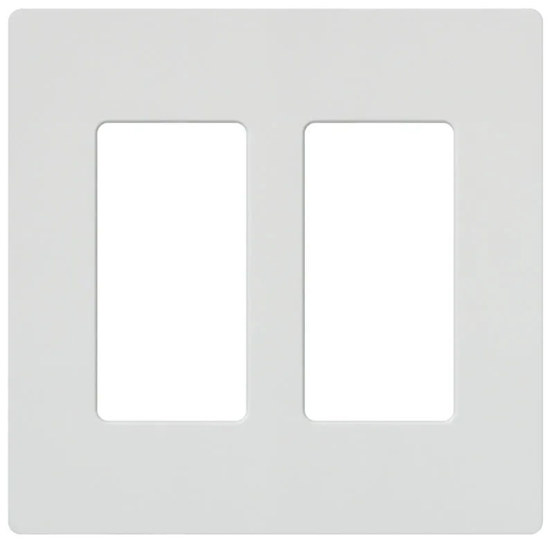 Lutron CW-2-WH Wallplate, 4.69 in L, 4-3/4 in W, 2 -Gang, Plastic, White, Gloss :CD: QUANTITY: 1