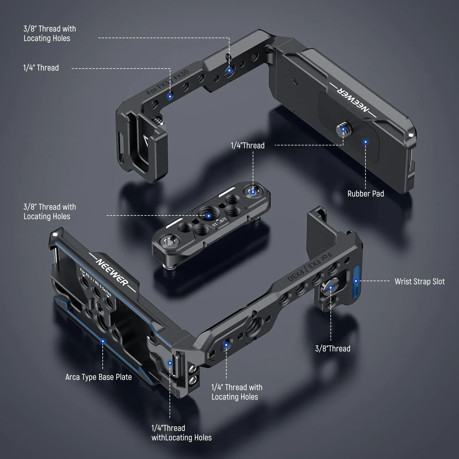 NEEWER CA046 Aluminum Alloy Half Camera Cage for Sony FX3/FX30