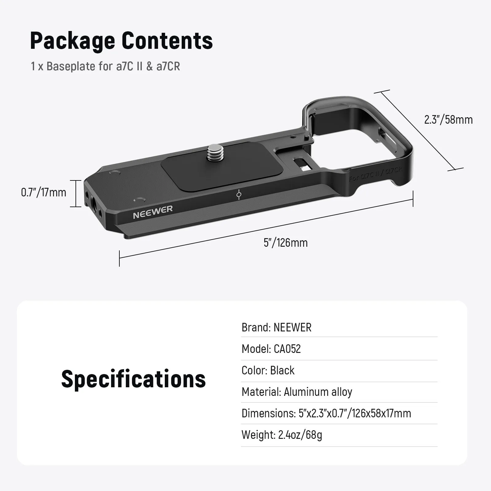 NEEWER Camera Baseplate for Sony a7C II a7CR