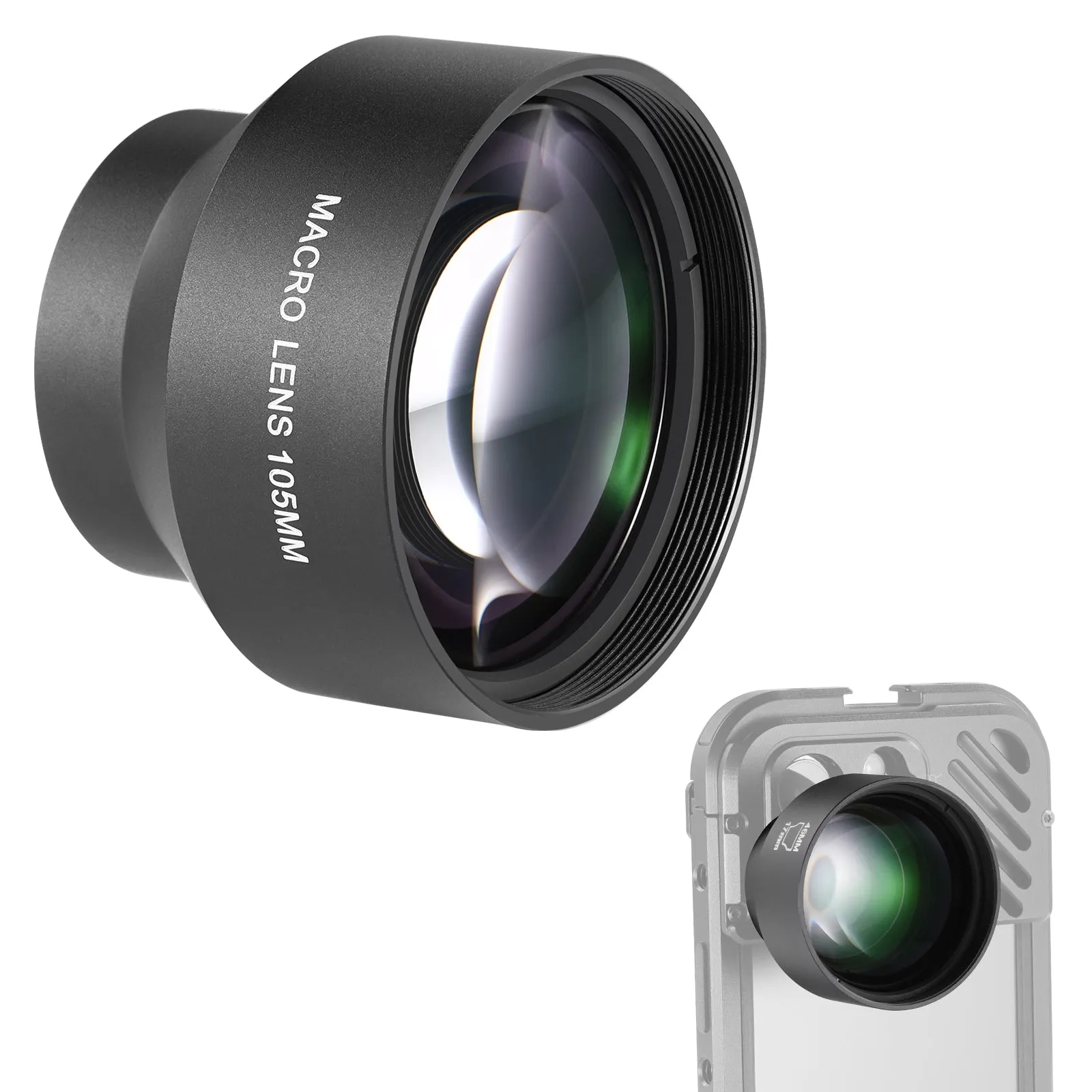 NEEWER LS-26 105mm HD Macro Lens For iPhone Samsung Phone Cage