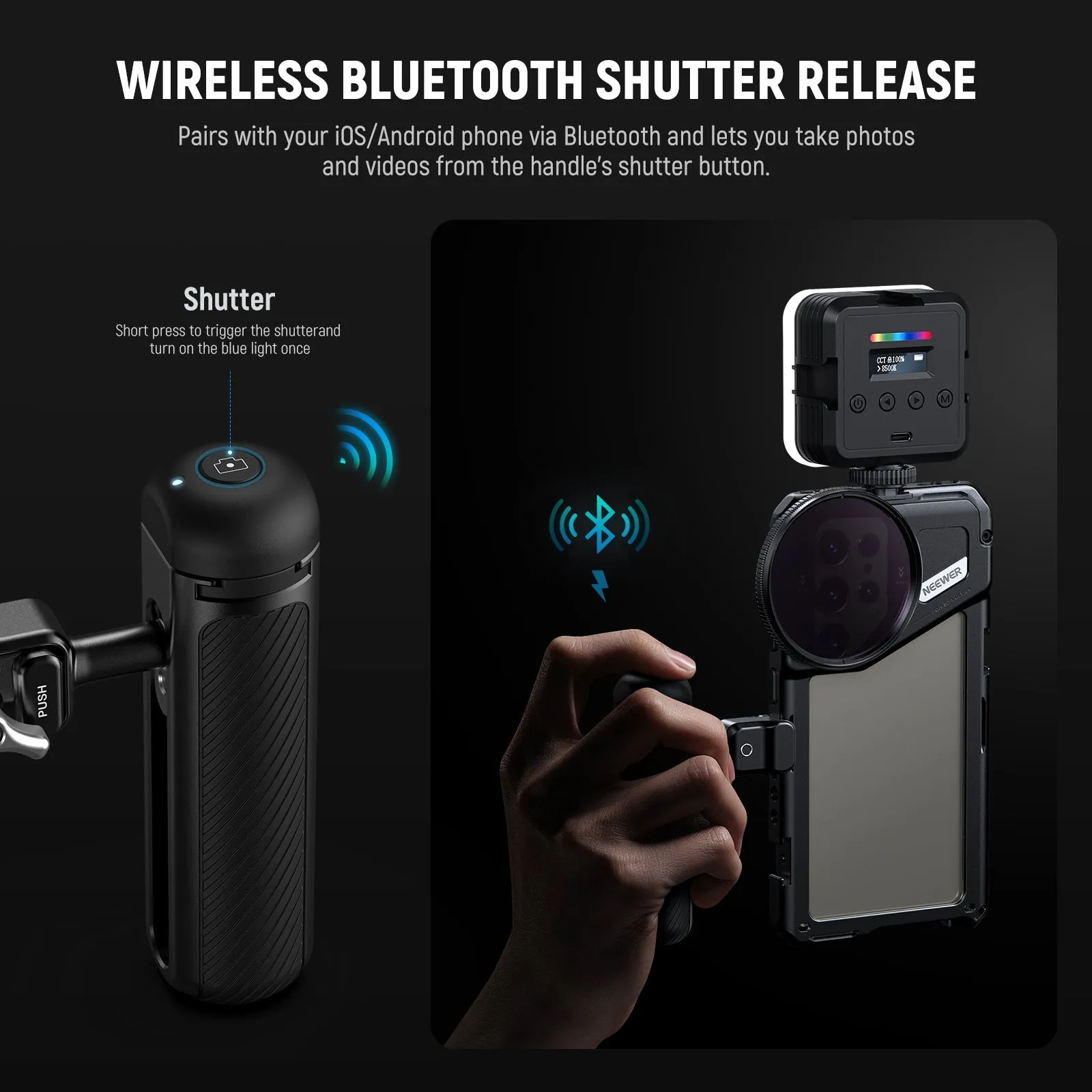 NEEWER PA005E Quick Release Bluetooth Shutter Side Handle