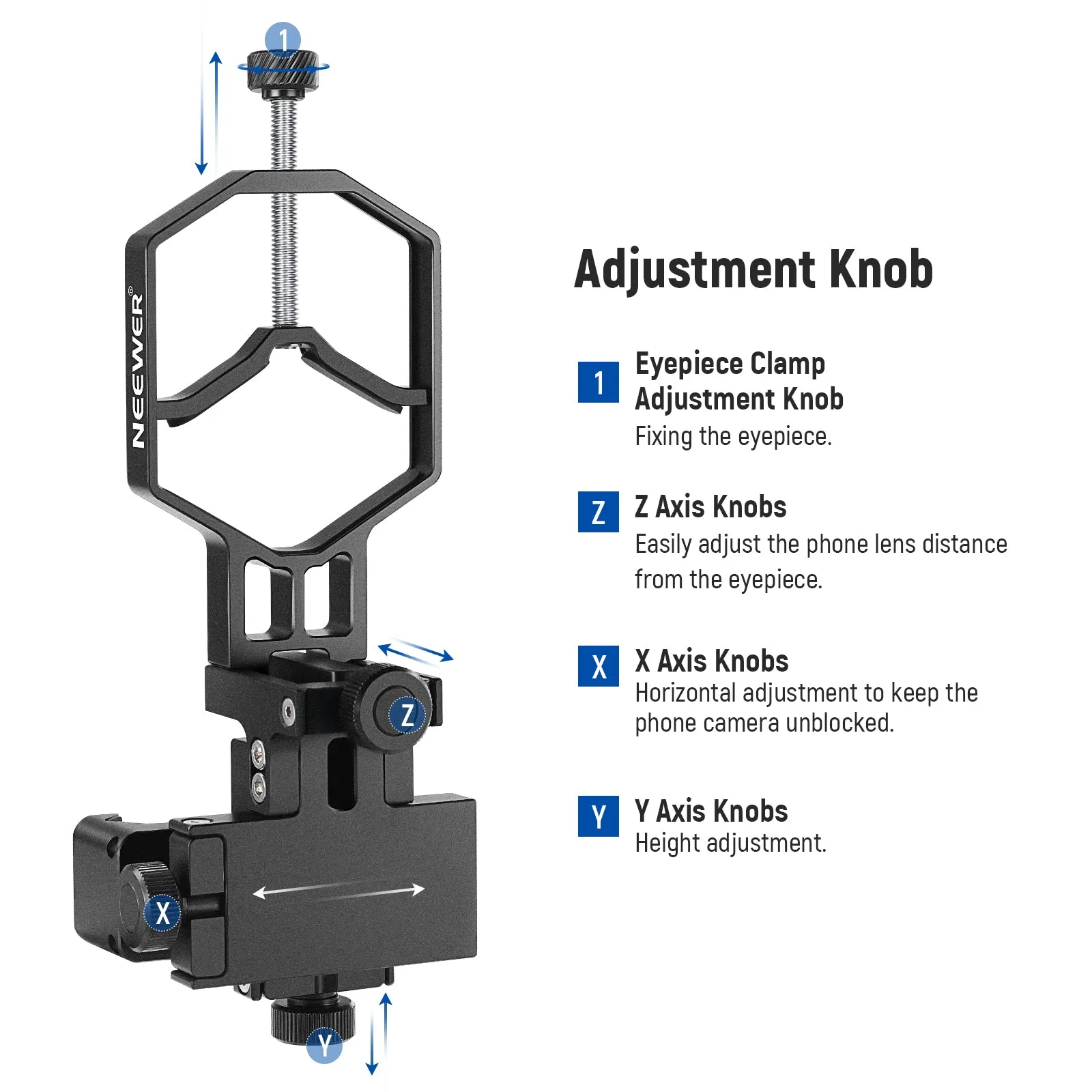 NEEWER PA015 3 Axis Telescope Phone Adapter