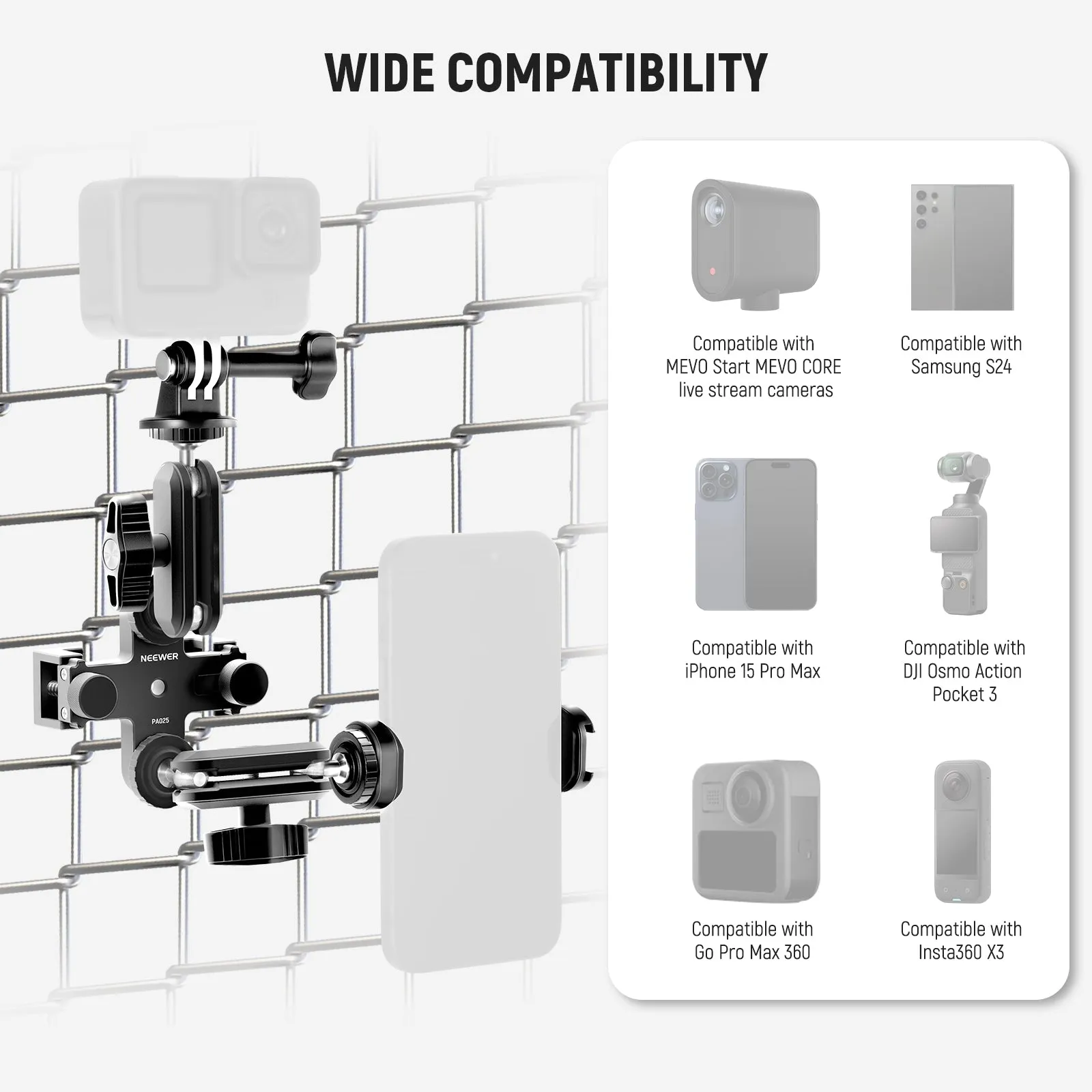 NEEWER PA025 Camera Fence Mounting Kit for Live Streaming