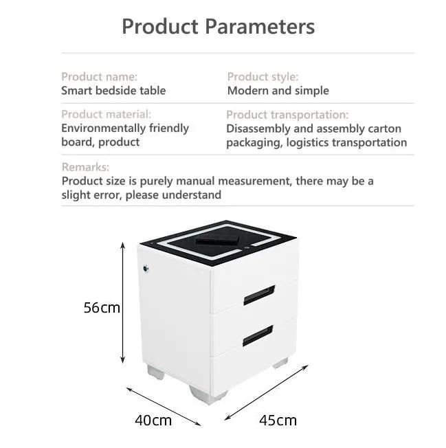 NEW!!!Smart Bedside Tables Side 3 Drawers Dual Wireless Charging USB Nightstand LED Light AU