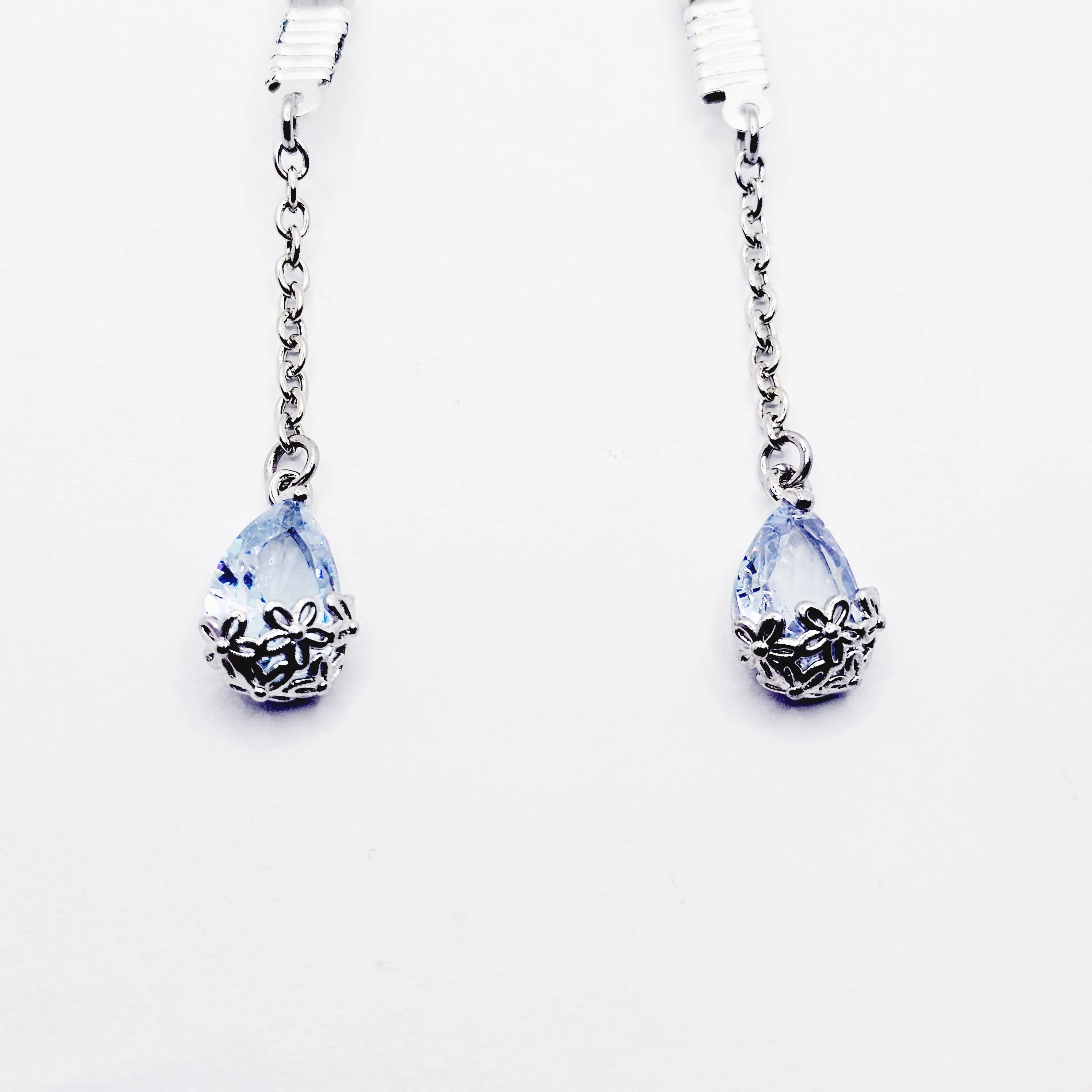 Non Piercing Nipple Dangles on Nipple Nooses or Clamps with Dazzling Cubic Zirconia Pendants.