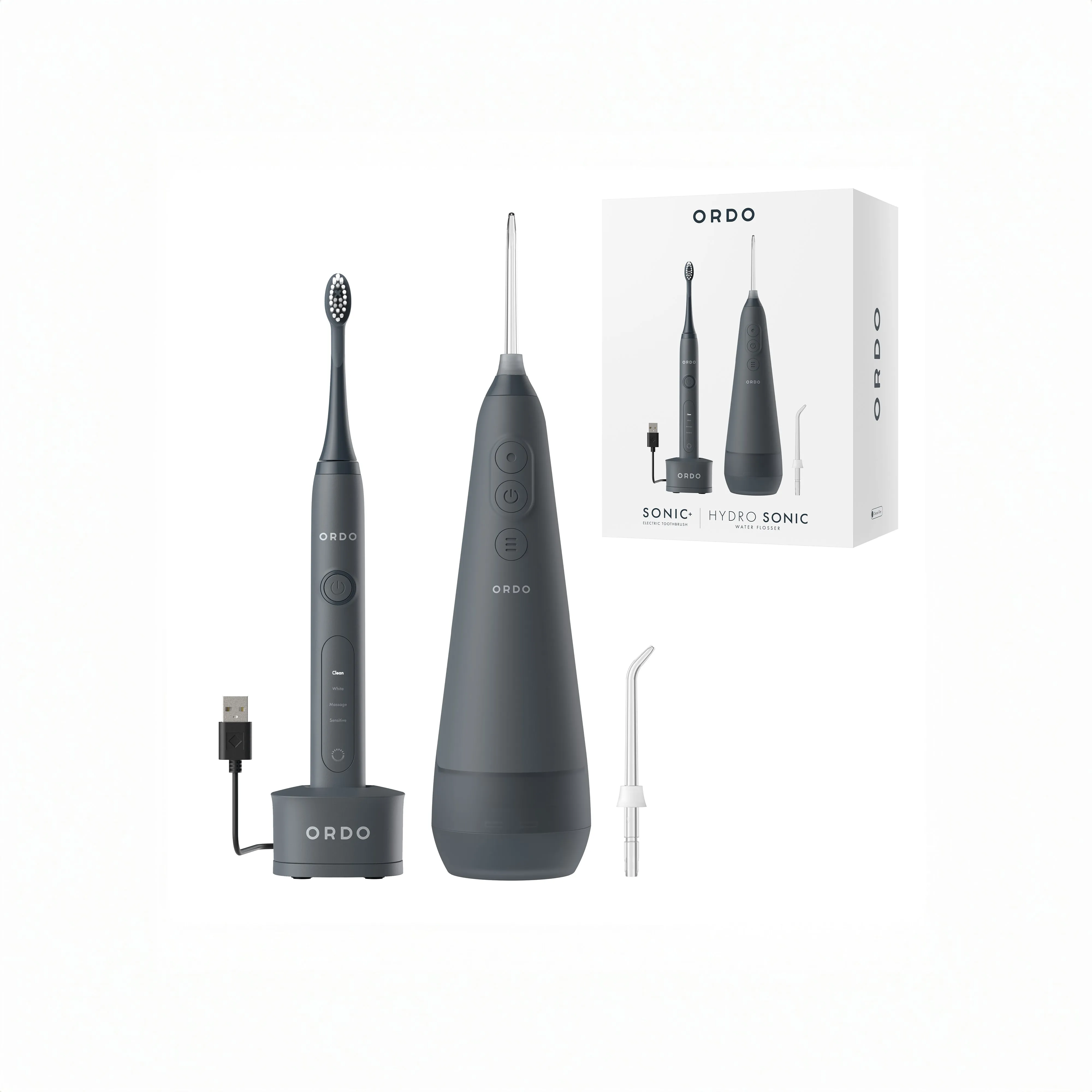 Ordo Sonic  Toothbrush & Hydro Sonic Water Flosser - Charcoal Grey