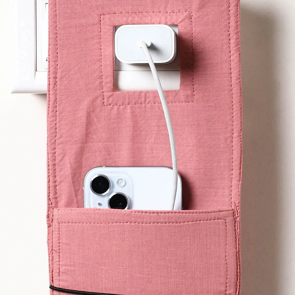 Pink - Plain Cotton Mobile Charging Holder