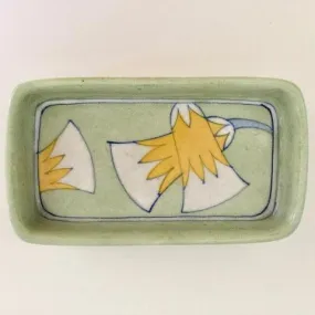 pottery soap dish - modern green floral