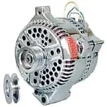 Powermaster 3G Alternator - 140 amps - 12V - 1-Wire - 6-Rib Serpentine Pulley - Straight Mount - Aluminum Case - Chrome - Ford