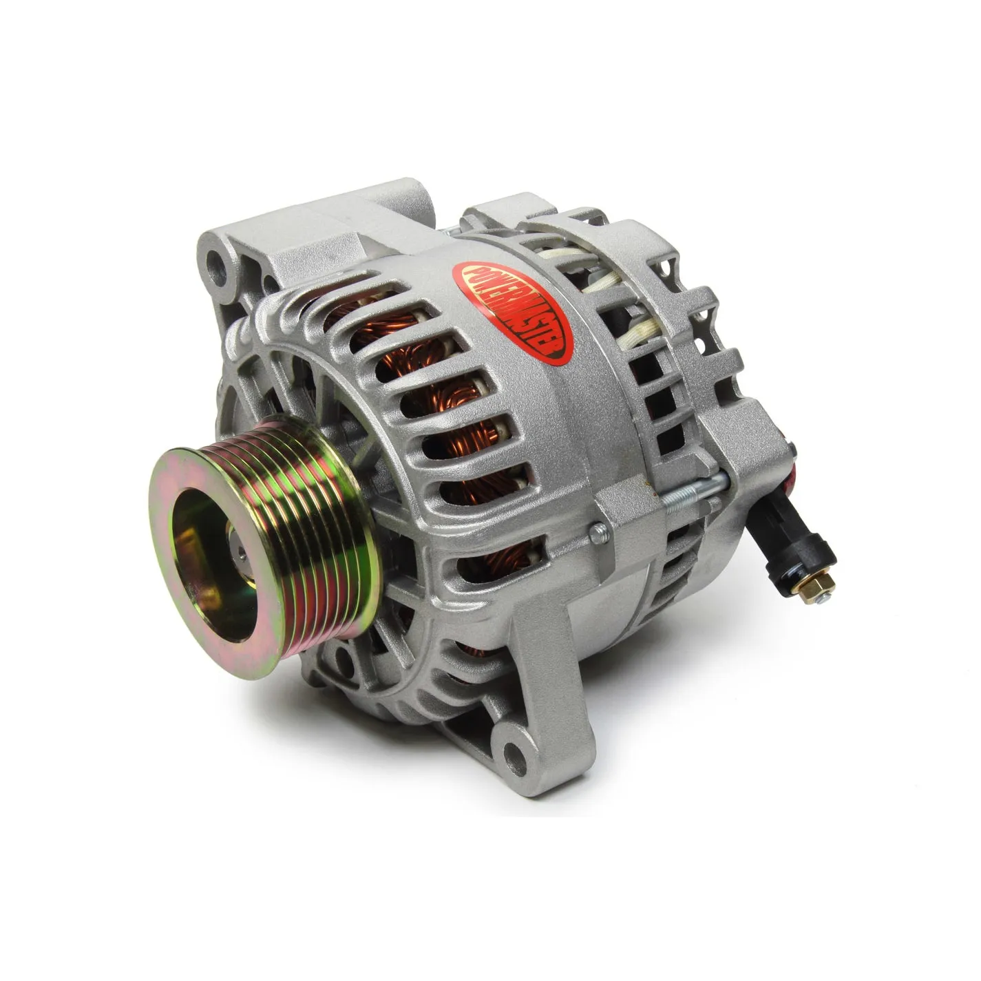 Powermaster Alternator - 6G Style - 200 amp - 12V - OEM 3-Pin - 6 Rib Serpentine Pulley - Straight Mount - Ford Modular - Ford Mustang 2003-04