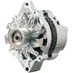 Powermaster CS130 Alternator - 140 amps - 12V - 1-Wire / 3-Wire - 6-Rib Serpentine Pulley - Straight Mount - Aluminum Case - Chrome - GM