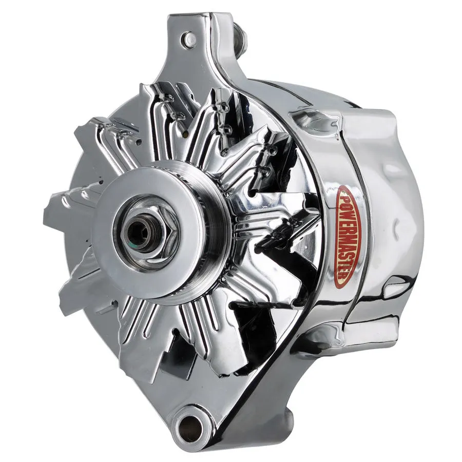 Powermaster Ford Style Race Smooth Alternator - 150 amps - 12V - 1-Wire - Single V-Belt Pulley - Aluminum Case - Chrome - Ford