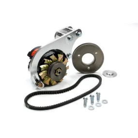 Powermaster Pro Series CS121 Low Mount Alternator Kit - Drivers / Passenger Side Block Mount - 100 amps Alternator / Belt / Bracket / Pulleys - Aluminum Case - Small Block Chevy