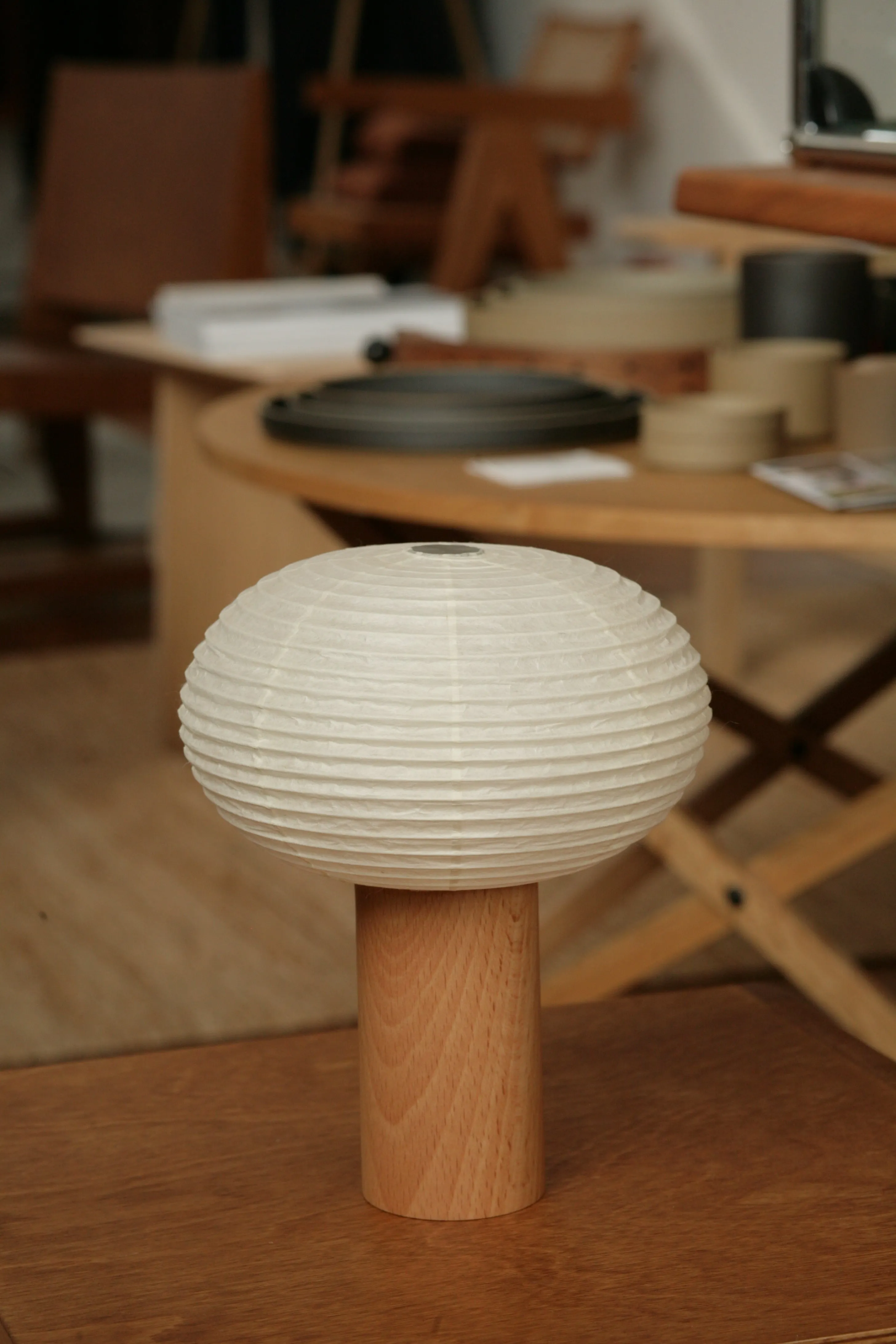 Pre-Order: Oval Washi-Paper Battery Torch Lamp with Ash Wood Base