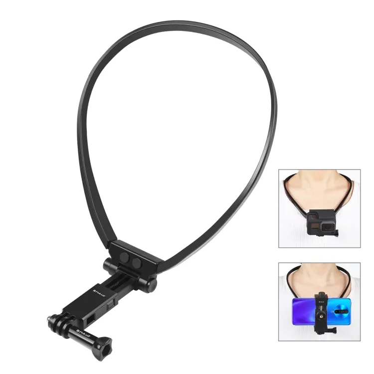 PULUZ Lazy Adjustable Neck Bracket for GoPro Action Camera Smartphones (Black)