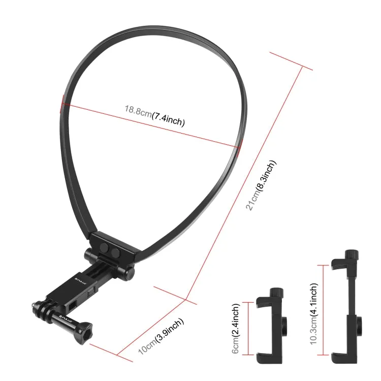 PULUZ Lazy Adjustable Neck Bracket for GoPro Action Camera Smartphones (Black)