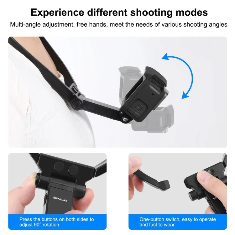 PULUZ Lazy Adjustable Neck Bracket for GoPro Action Camera Smartphones (Black)