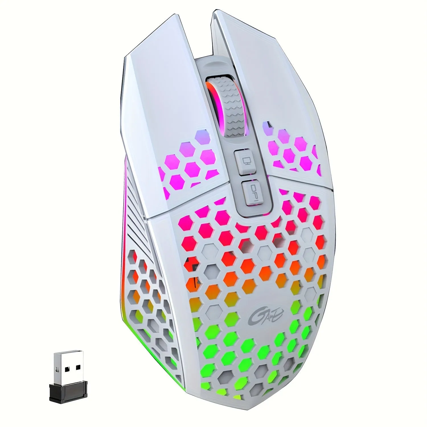 Rechargeable Wireless Honeycomb Mouse - RGB Lighting & USB Plug