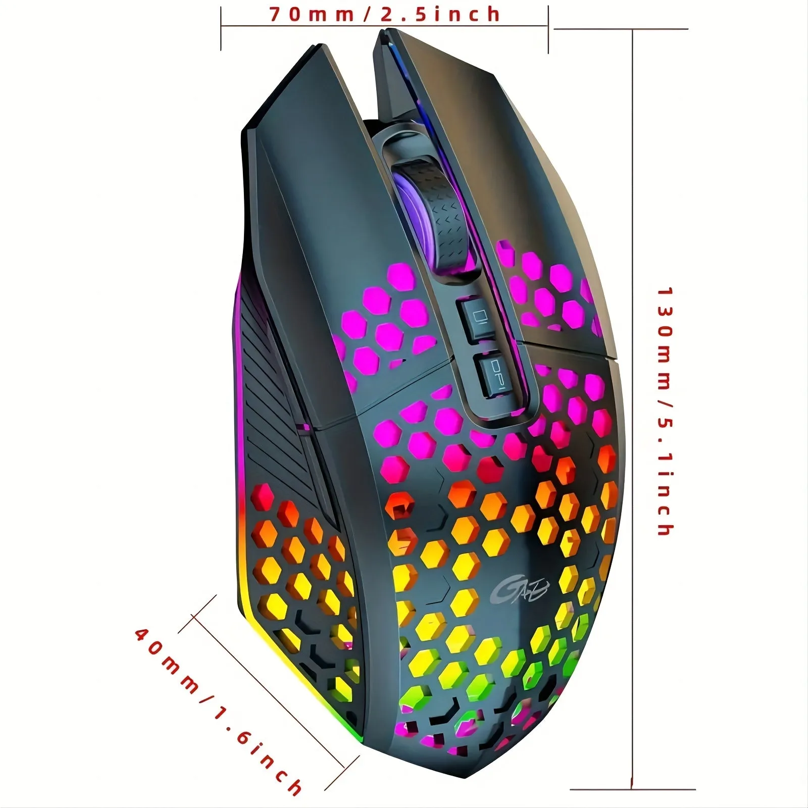 Rechargeable Wireless Honeycomb Mouse - RGB Lighting & USB Plug