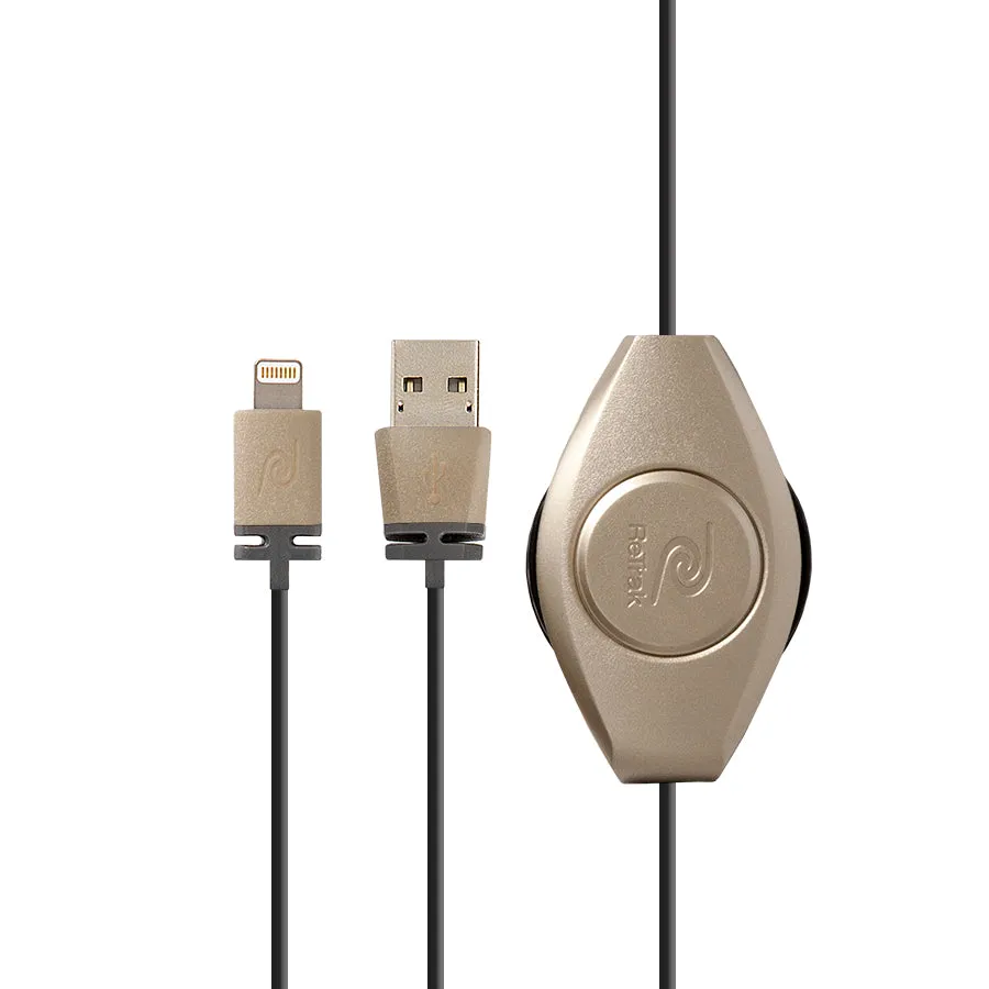 Retractable Lightning Cord | Lightning Charging Cord | Gold