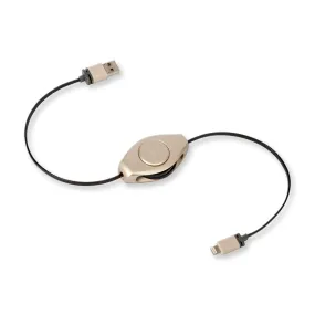 Retractable Lightning Cord | Lightning Charging Cord | Gold