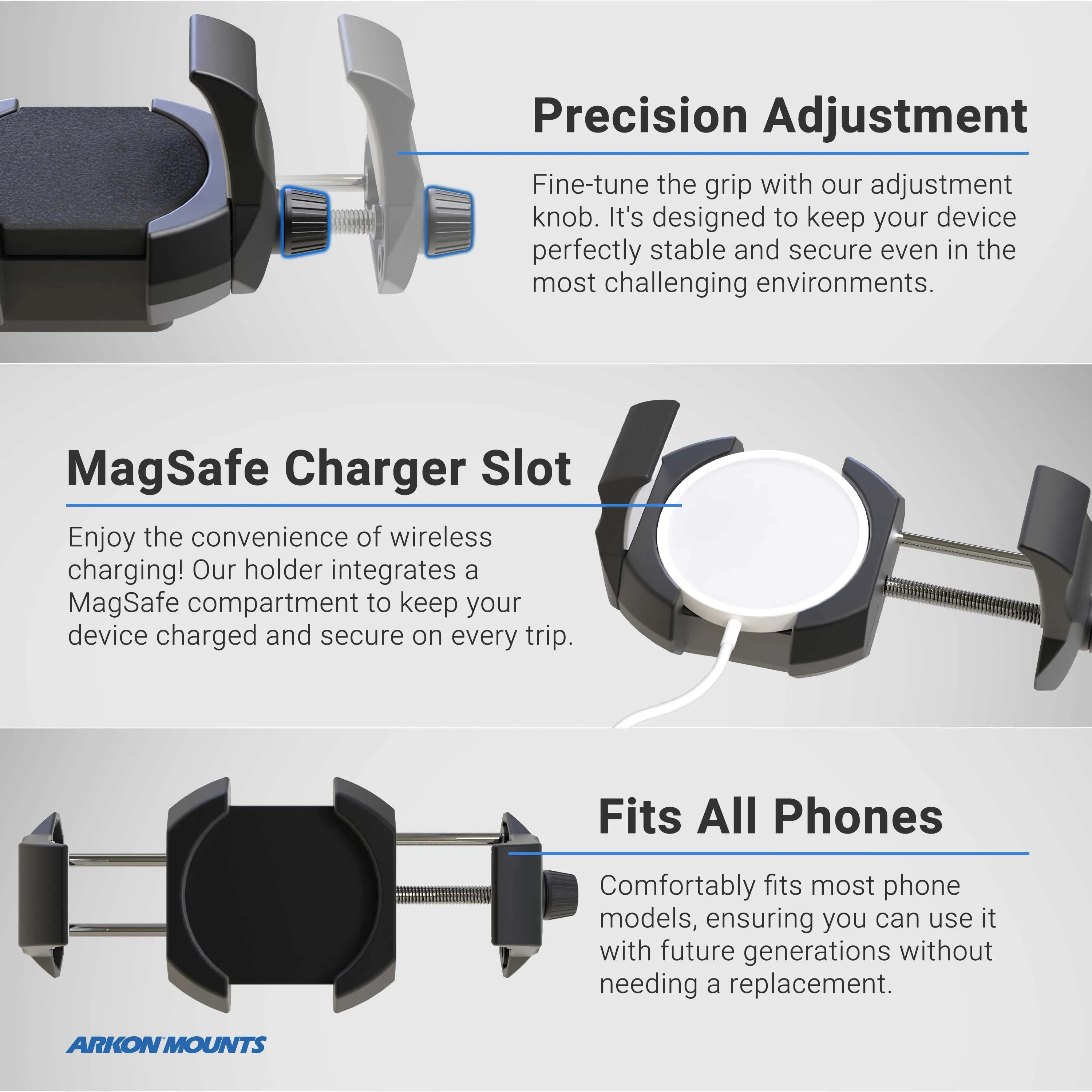 RoadVise® Ultra Holder with Multi-Angle Arm and Clamp Mount