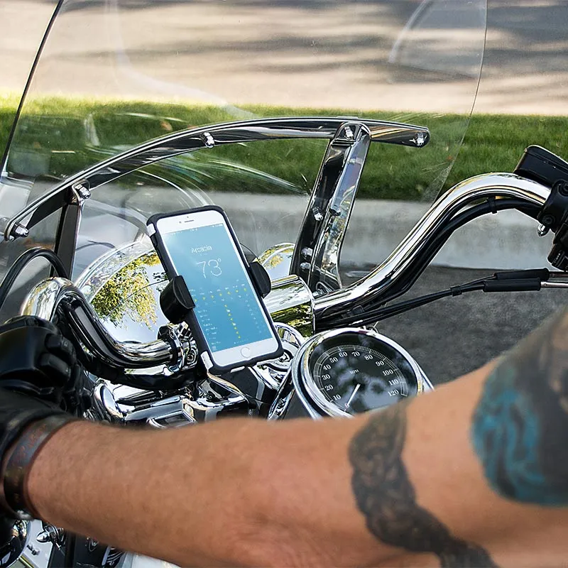 RoadVise® XL Motorcycle Midsize Tablet and Phone Mount - Chrome Aluminum