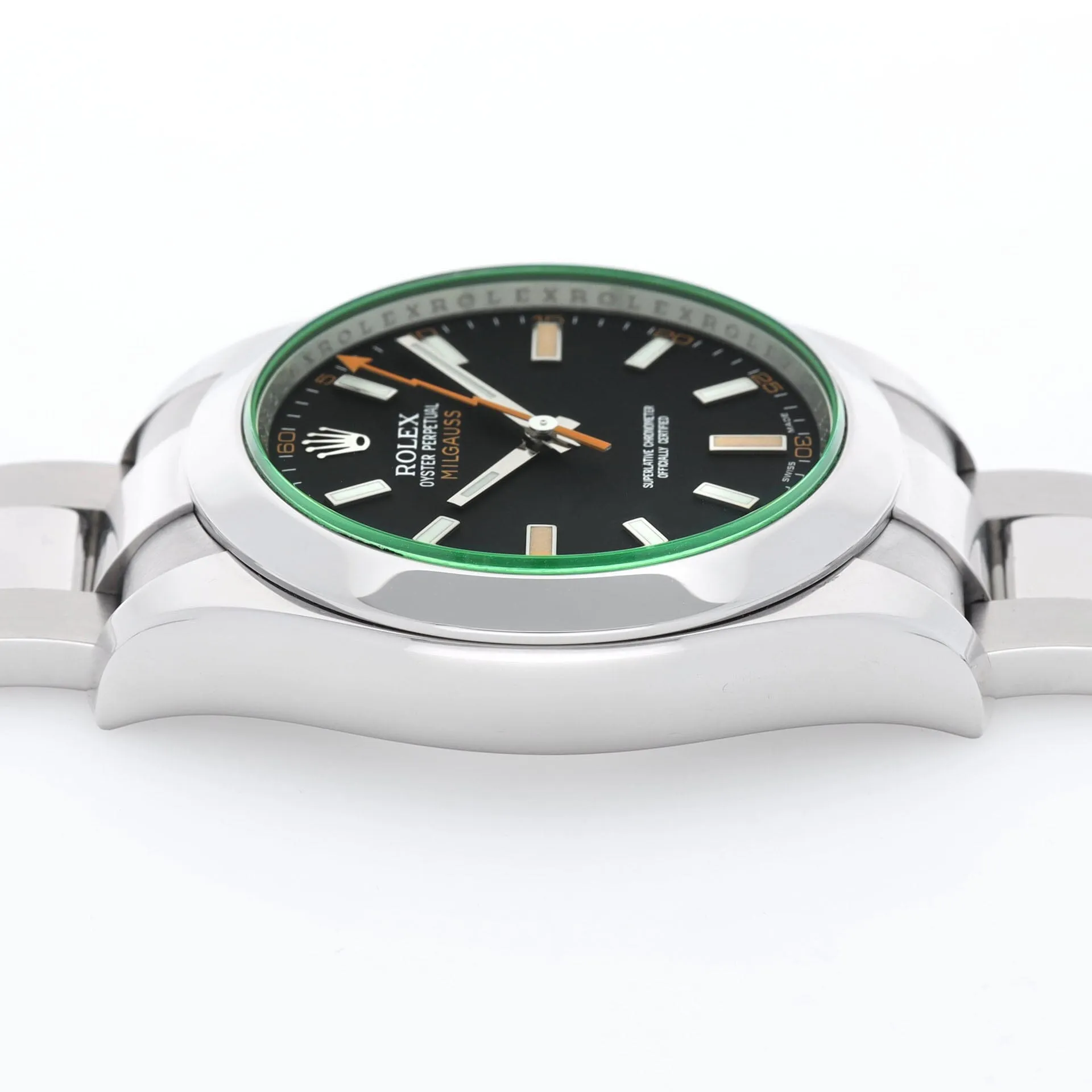 Rolex Milgauss 116400GV Black Dial Green Glass Box and Papers