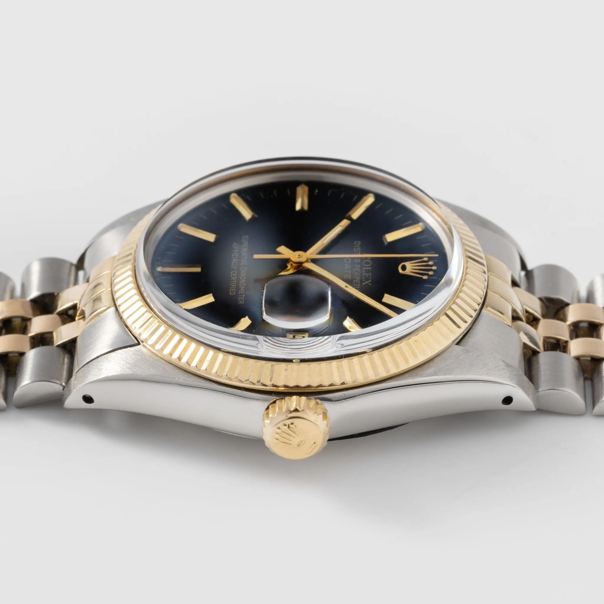 Rolex Oyster Perpetual Date 1505 Steel and Gold Black Dial