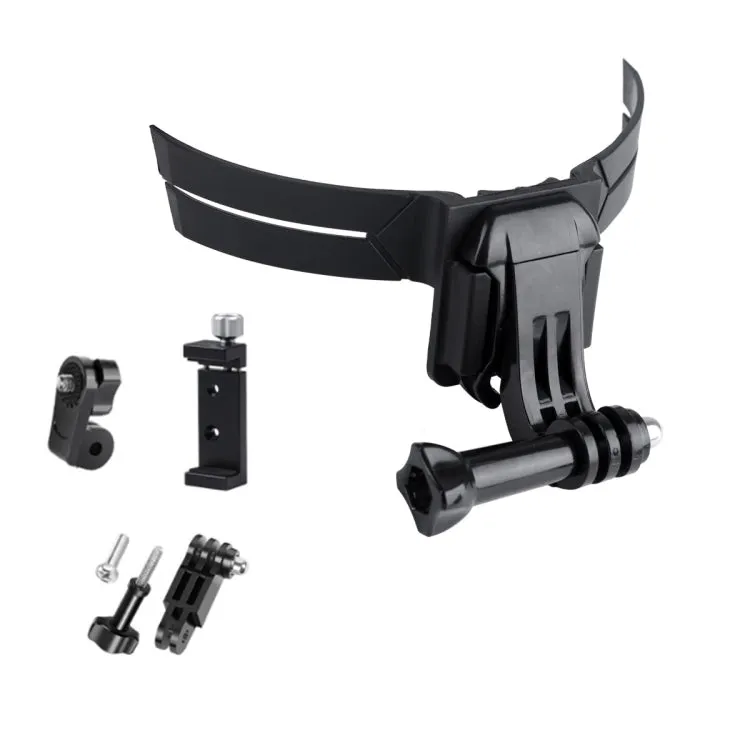 RUIGPRO Action Camera Phone Helmet Mount Kit with J-Hook Buckle & Metal Phone Clamp & Adapter(Black)