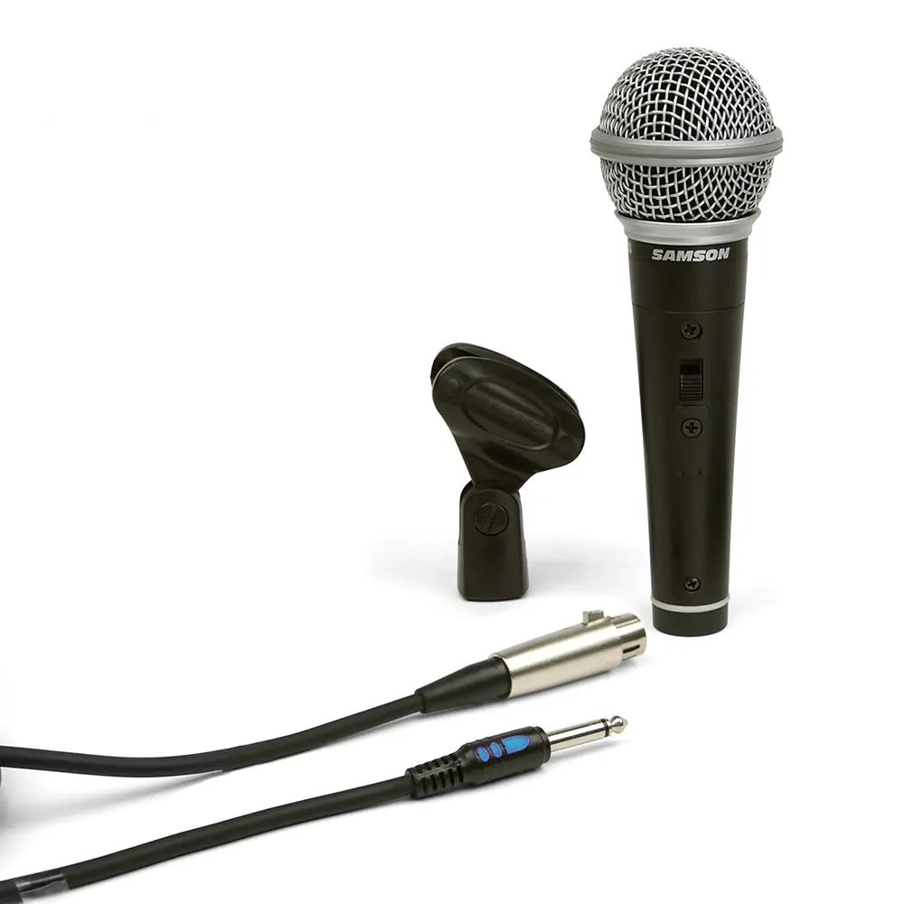 Samson R21S3 3-Pack Cardioid Dynamic Microphone Bundle Set Kit with Mic Clip and XLR Male to XLR Female Cable, 80 Hz to 12 kHz Frequency Range for Audio Vocal and Instrument Recording, Live Performance, Music Education, Karaoke, Multimedia