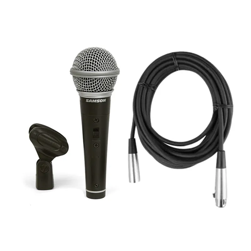 Samson R21S3 3-Pack Cardioid Dynamic Microphone Bundle Set Kit with Mic Clip and XLR Male to XLR Female Cable, 80 Hz to 12 kHz Frequency Range for Audio Vocal and Instrument Recording, Live Performance, Music Education, Karaoke, Multimedia