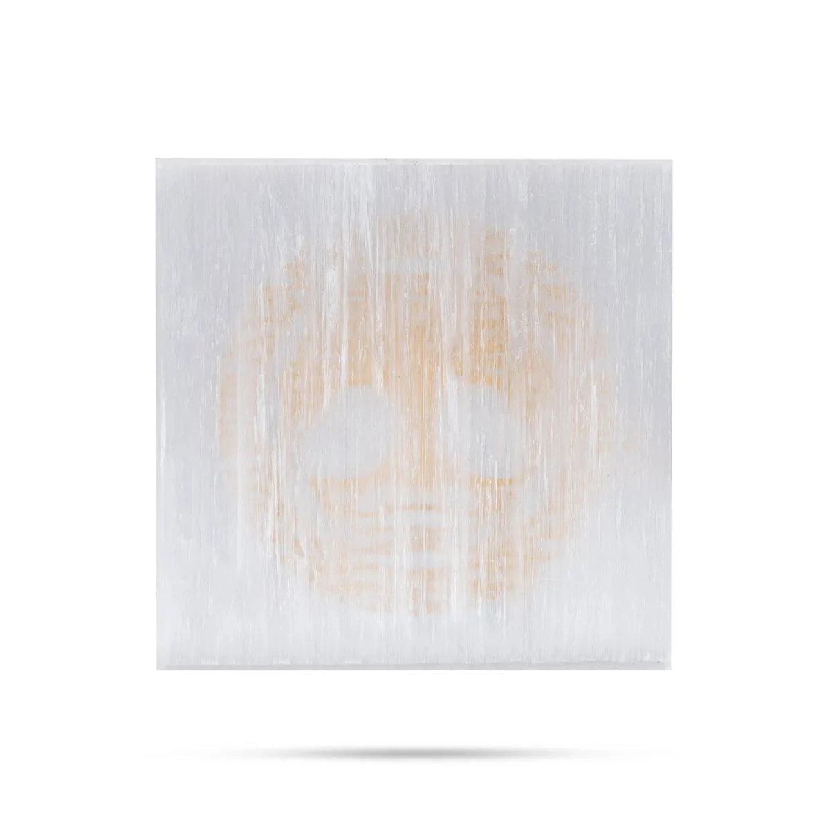 Selenite Charging Plate - 0.25 x 3 Inches | Engraved Tree Design Selenite Plate for Crystals